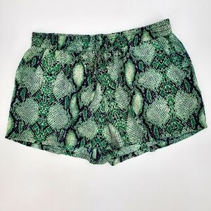 Olivaceous Green Black Reptile Print Pull on Shorts